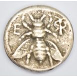 Roman silver coin, bee obverse antelope reverse, 24mm, 7.6g from Xanthi E Macedonia