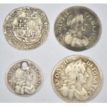 Charles II 1679 Maundy money fourpence, 1676 threepence, pierced 1679 twopence and third issue