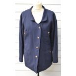 Vintage Chanel Boutique navy blazer with Chanel label, monogrammed lining, four pockets and Chanel