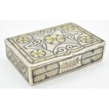 Middle Eastern silver, niello and gilt snuff box, width 8cm, weight 130g