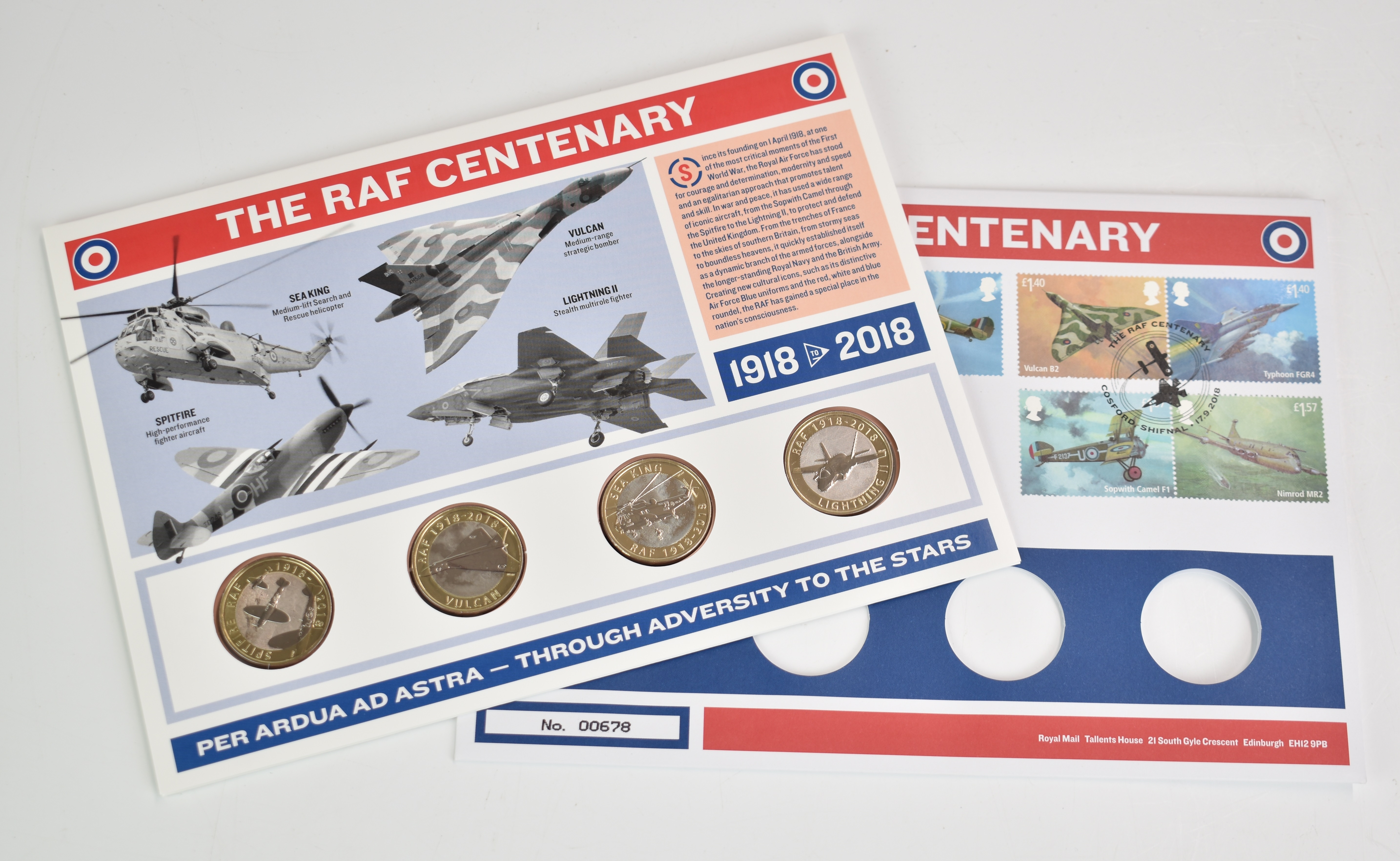 PNC stamp and coin cover for RAF Centenary with four £2 coin set