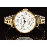 Eberhard & Co 14ct gold wristwatch with subsidiary seconds dial, blued skeleton hands, Arabic