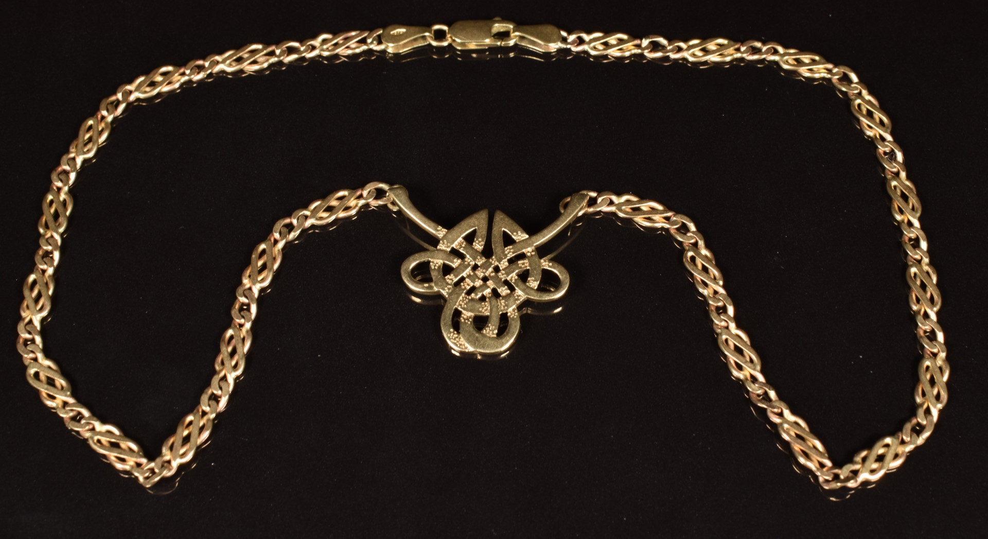 A 9ct gold Celtic cross necklace, length 42cm, 13.8g