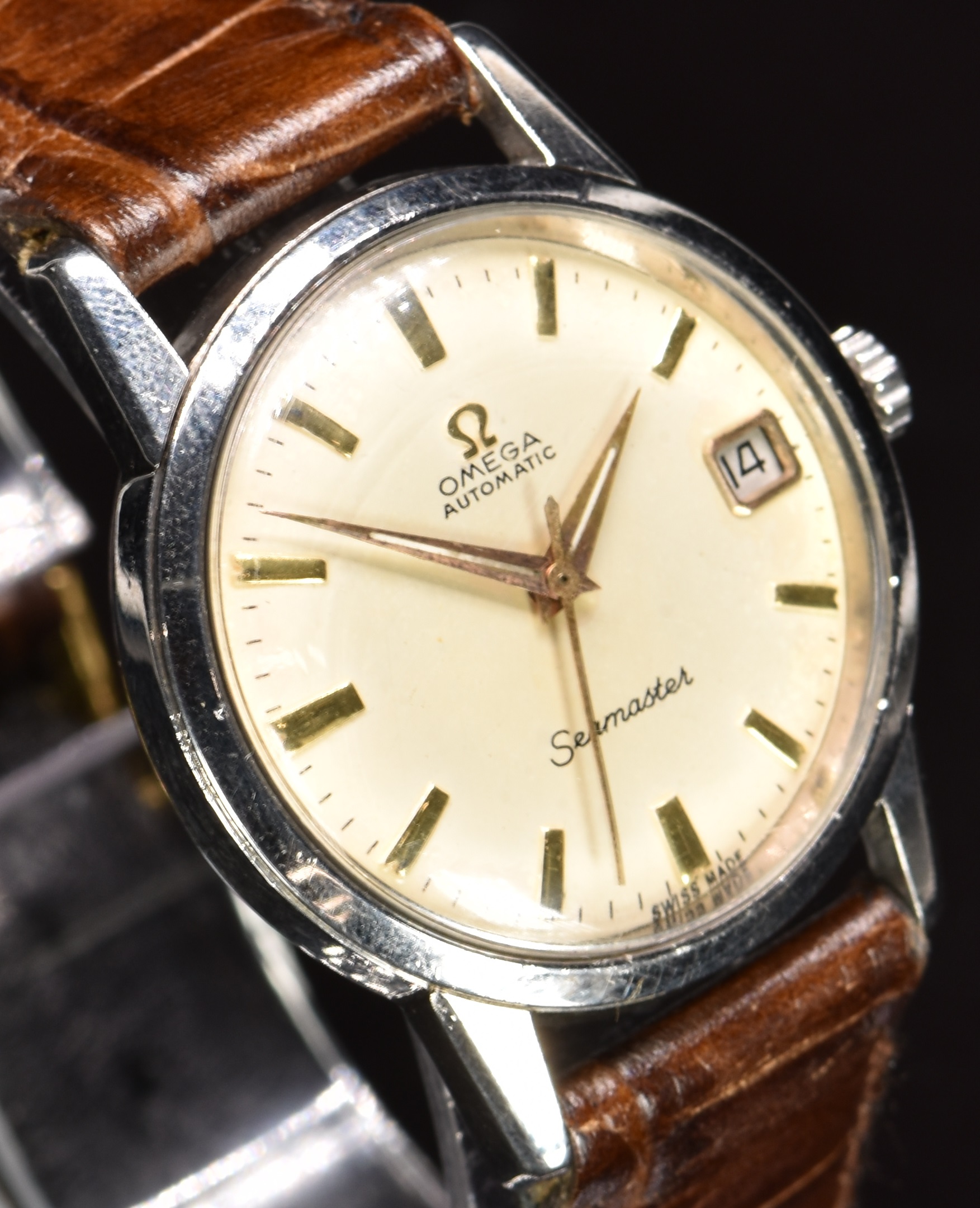 Omega Seamaster gentleman's automatic wristwatch with date aperture, luminous and gold hands, gold - Image 3 of 6