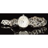 Accurist 9ct white gold ladies wristwatch with mother of pearl dial, silver hands and hour markers
