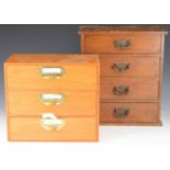 19th/20thC oak miniature apprentice chest of four drawers and a modern chest of three drawers