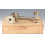 19th or early 20thC watchmaker's lathe with indexing feature and accessories including collets,