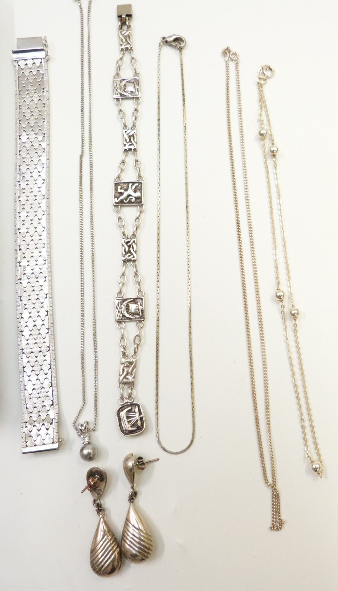 A collection of costume jewellery including Scottish silver bracelet, Hollywood pendant, silver - Image 3 of 6