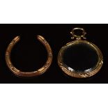 A 9ct gold c1900 locket and a 9ct gold horseshoe