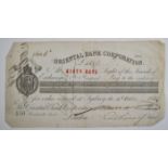 Oriental Bank Corporation cheque for £2500 dated 1859