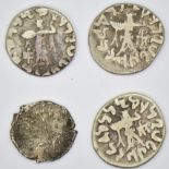 Four Indo-Greek silver coins to include Appolodotus II, Raktria 110-80 BC, each around 17mm