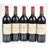 Five bottles of Chateau Branaire (Duluc - Ducru) Saint Julien 1997, 750ml, 13% vol