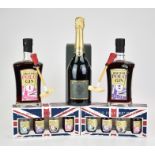 Two bottles of hand crafted British Polo Gin comprising sloe gin and strawberry and rose both with