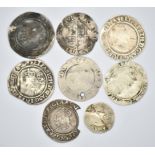 Eight coins of Elizabeth I to include sixpences, groats and a threepence of 1602