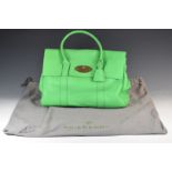 Mulberry Bayswater handbag in green soft grain leather with gilt metal hardware and suede