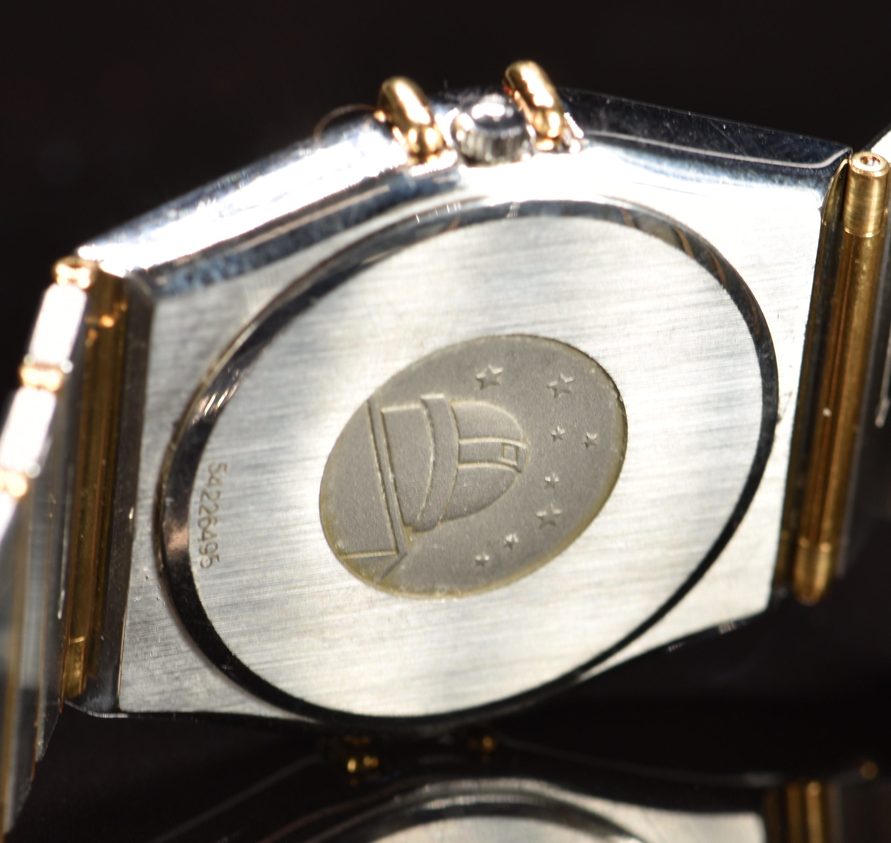Omega Constellation gentleman's wristwatch with date aperture, luminous hands, gold dial, back Roman - Image 6 of 7