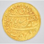 Indian gold one mohur coin (Shah Amam II, British Bengal Presidency) 1765-1947, 7.3g