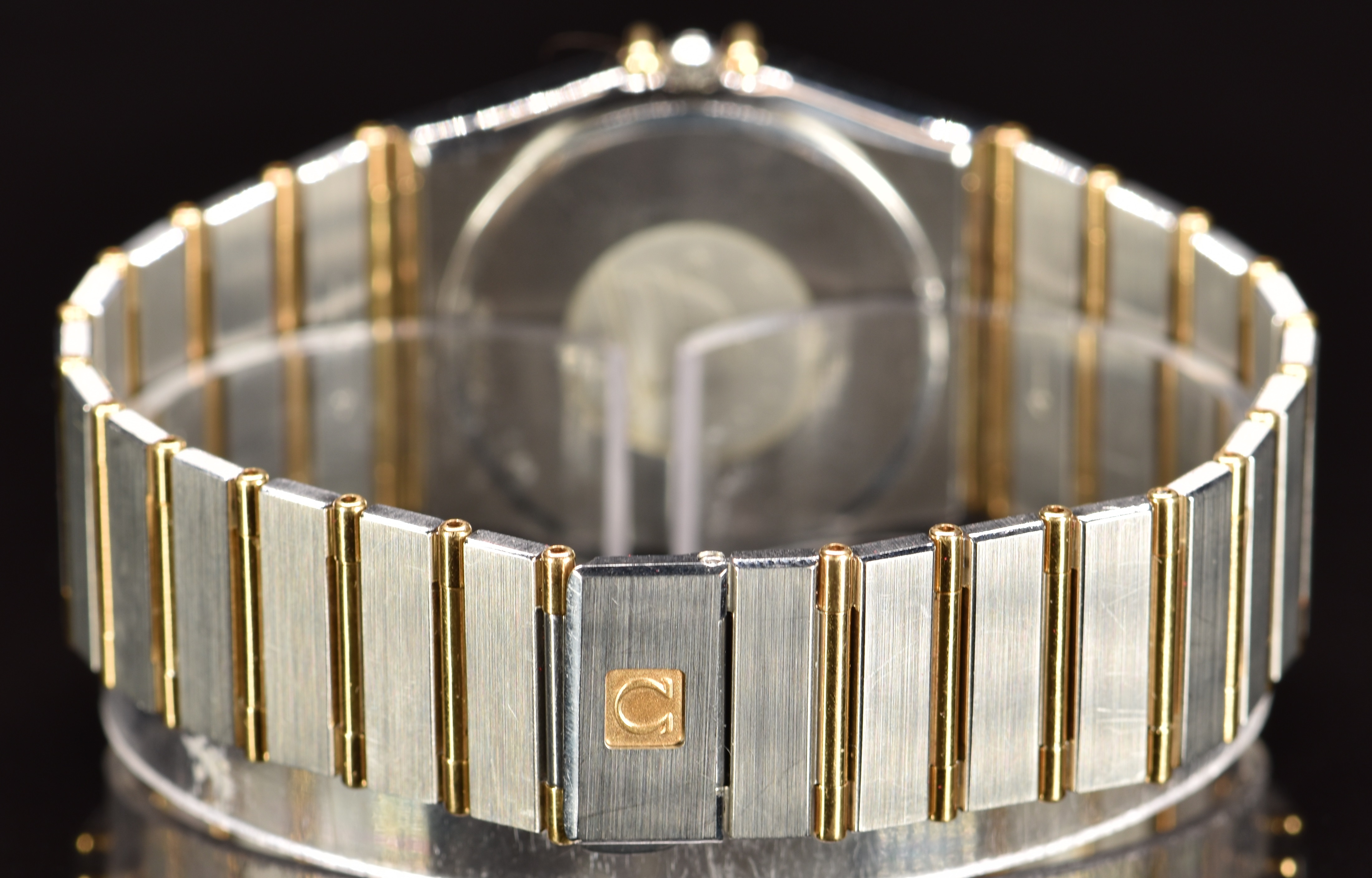 Omega Constellation gentleman's wristwatch with date aperture, luminous hands, gold dial, back Roman - Image 5 of 7