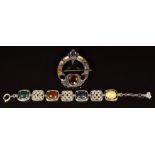 Miracle silver bracelet set with a moss agate, carnelian agate, Jasper and sodalite cabochon and a