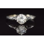 Edwardian / Belle Epoque platinum ring set with a diamond of approximately 0.7ct in a filigree