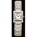 Cartier Tank 18ct white gold ladies wristwatch ref. 2403 with diamonds set to the case, bracelet and