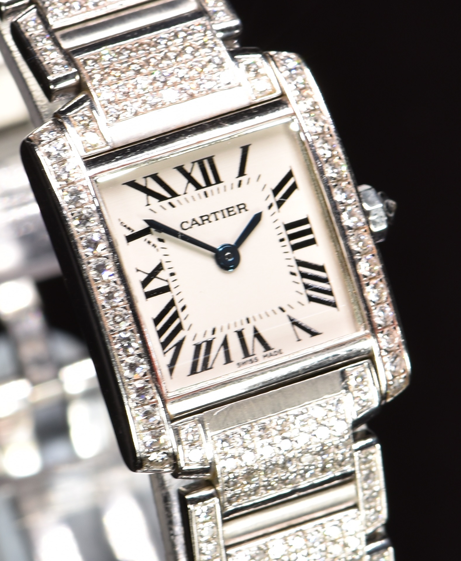 Cartier Tank 18ct white gold ladies wristwatch ref. 2403 with diamonds set to the case, bracelet and - Image 4 of 7