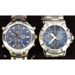 Two Seiko gentleman's chronograph wristwatches ref. V657-8060 with date aperture, luminous hour