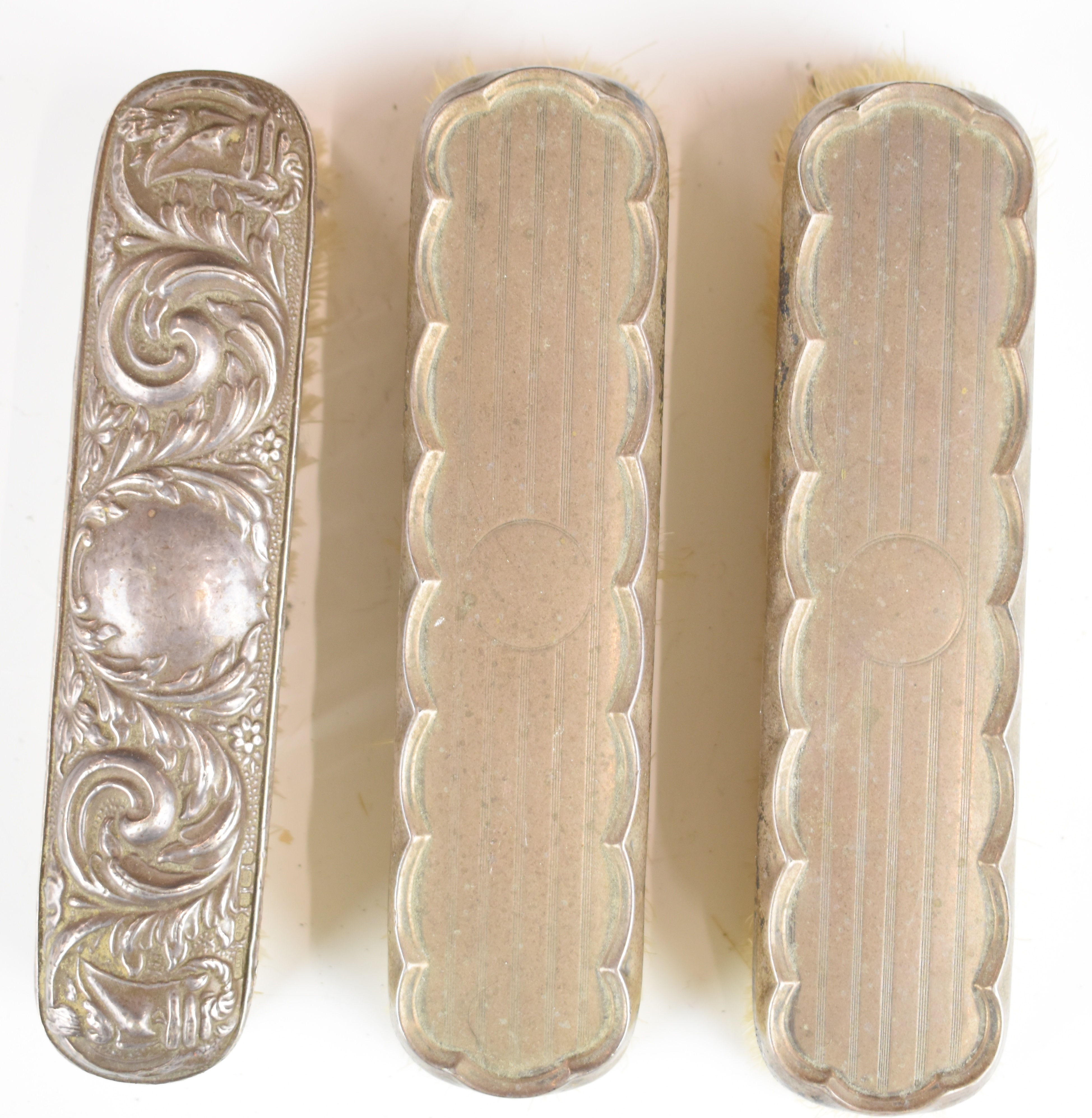 Hallmarked silver backed hand mirror and six various hallmarked silver backed brushes - Image 2 of 6