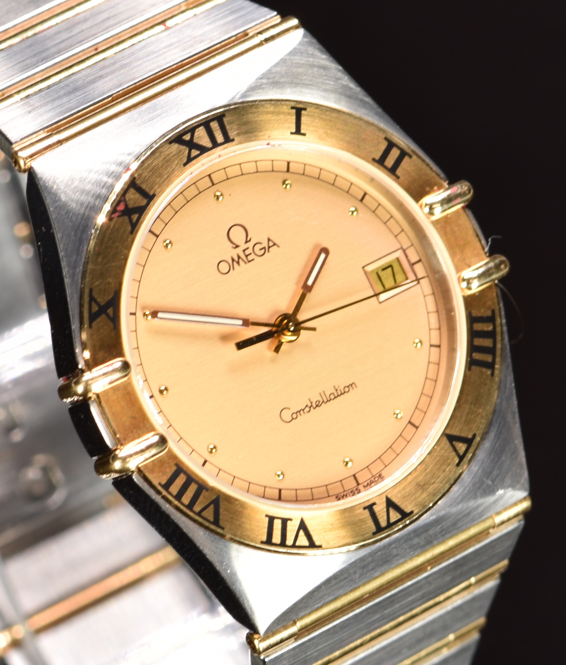 Omega Constellation gentleman's wristwatch with date aperture, luminous hands, gold dial, back Roman - Image 3 of 7