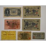 Norway 1937 5 kroner together with early 20thC German banknotes