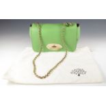 Mulberry Lily small handbag in green leather with gilt metal hardware, leather and chain strap,