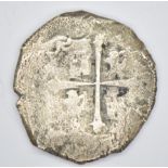Spanish 8 reales handmade silver coin circa mid-16thC