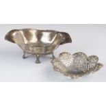 Two hallmarked silver bon bon dishes comprising Victorian pierced and embossed example, Sheffield