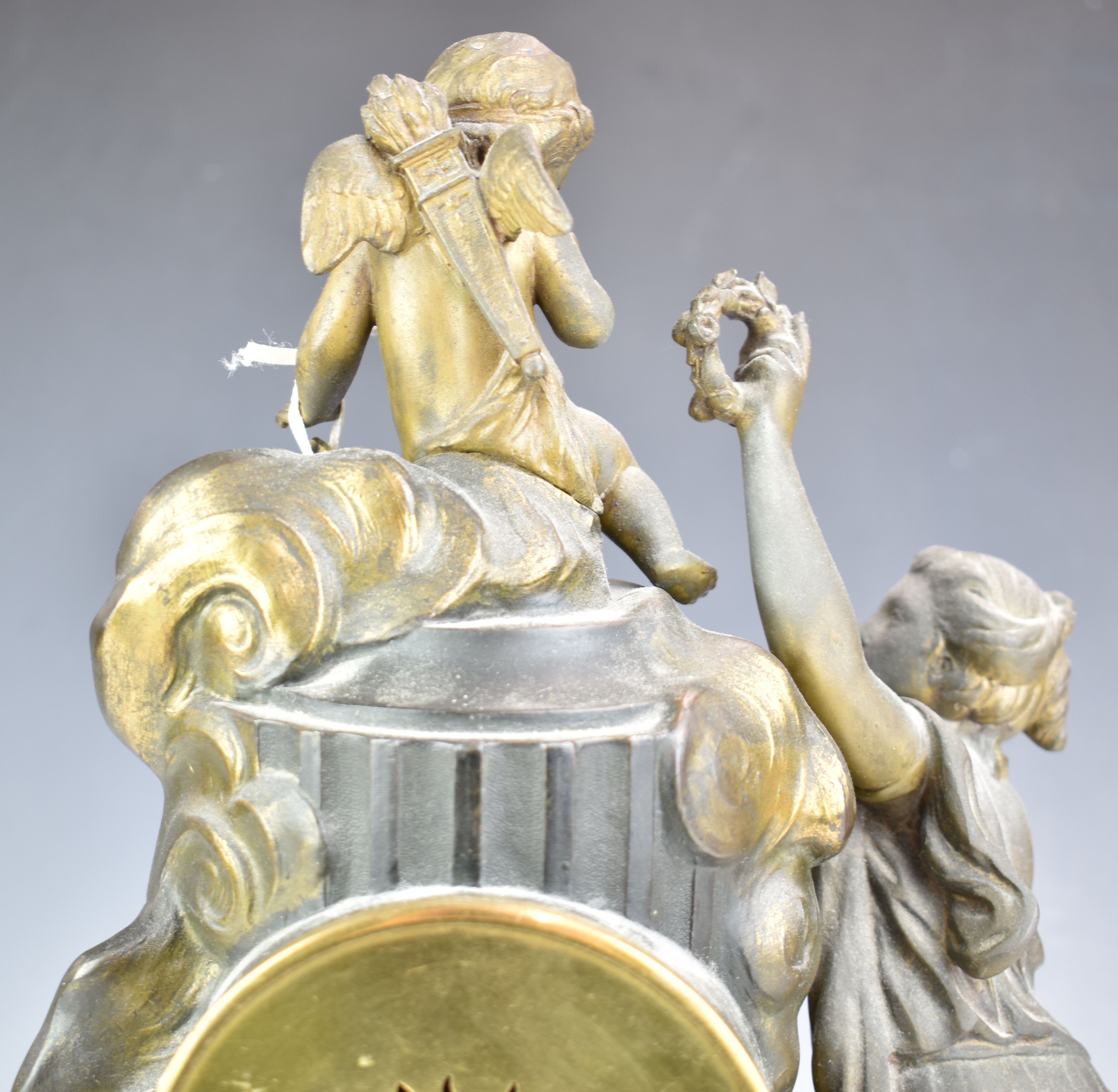 19th or early 20thC marble and gilt metal mantel clock, with white enamel painted dial, striking - Image 8 of 9