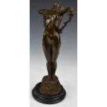 Bronze Art Deco style nude dancer on plinth, height 42cm