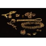 Four 9ct gold bracelets, three 9ct gold chains and pendants and three 9ct gold charms, 16.9g