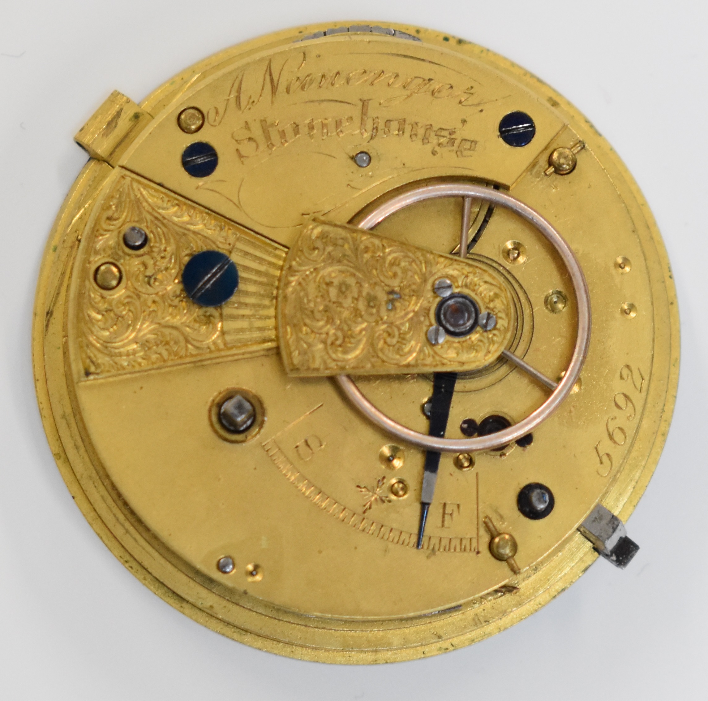 Large collection of pocket watch movements, dials and parts including fusee movements, tortoiseshell - Image 15 of 19