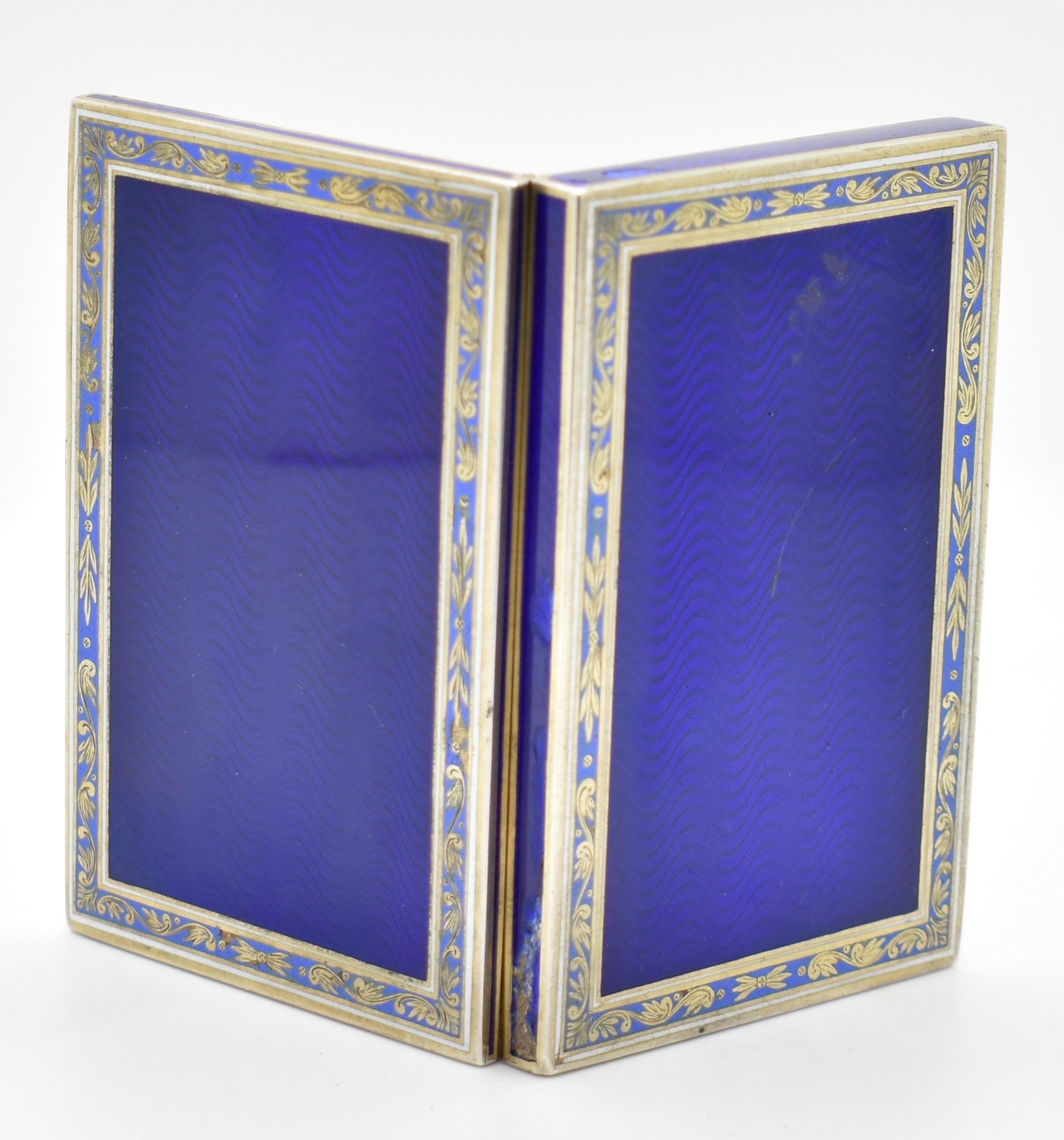 Russian or similar blue guilloché enamel and silver gilt snuff box, indistinct marks but maker's - Image 4 of 4