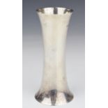 George V hallmarked silver vase of waisted form, Birmingham 1914, maker A & J Zimmerman Ltd,