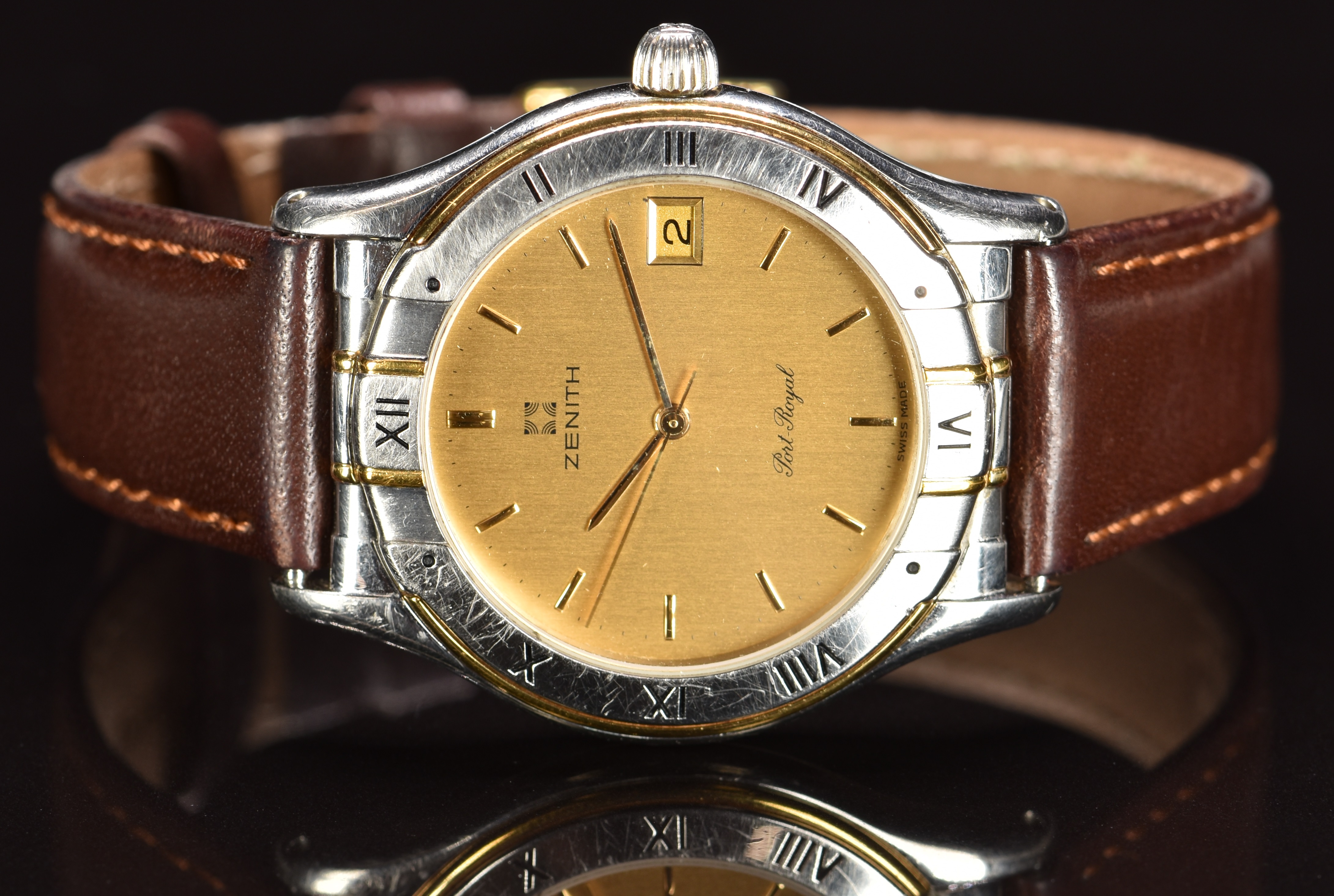 Zenith Port-Royal gentleman's wristwatch ref. 10.3150.226 with date aperture, gold hands, hour - Image 4 of 6