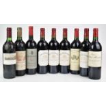 Nine bottles of red wine comprising four Chateau Haut Beauséjour Saint - Estèphe 2013, Chateau Les