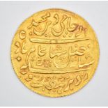 Indian gold one mohur coin (Shah Amam II, British Bengal Presidency) 1765-1947, 7.3g