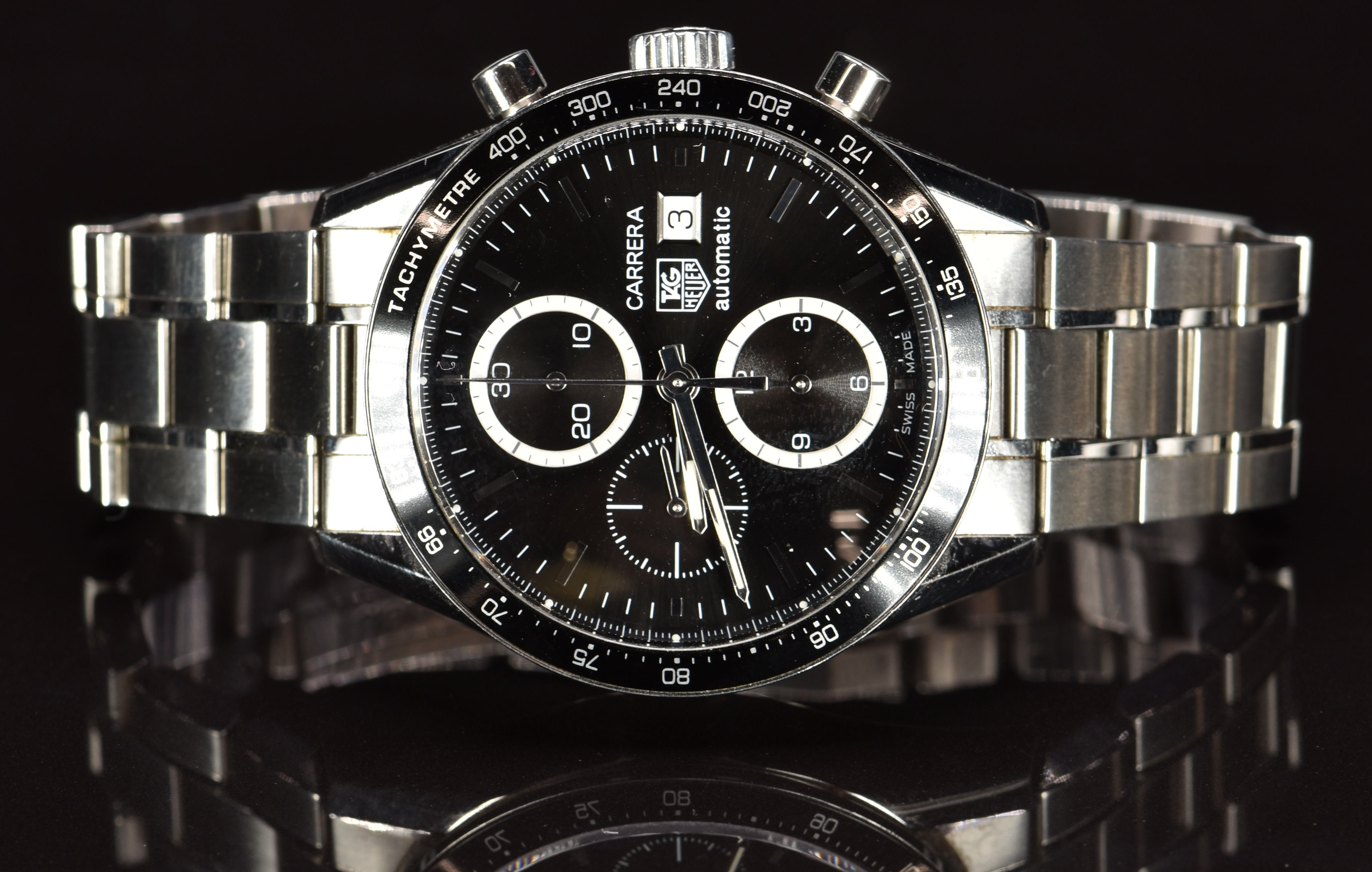 Tag Carrera gentleman's automatic chronograph wristwatch ref. CV2010-3 with date aperture, - Image 3 of 6