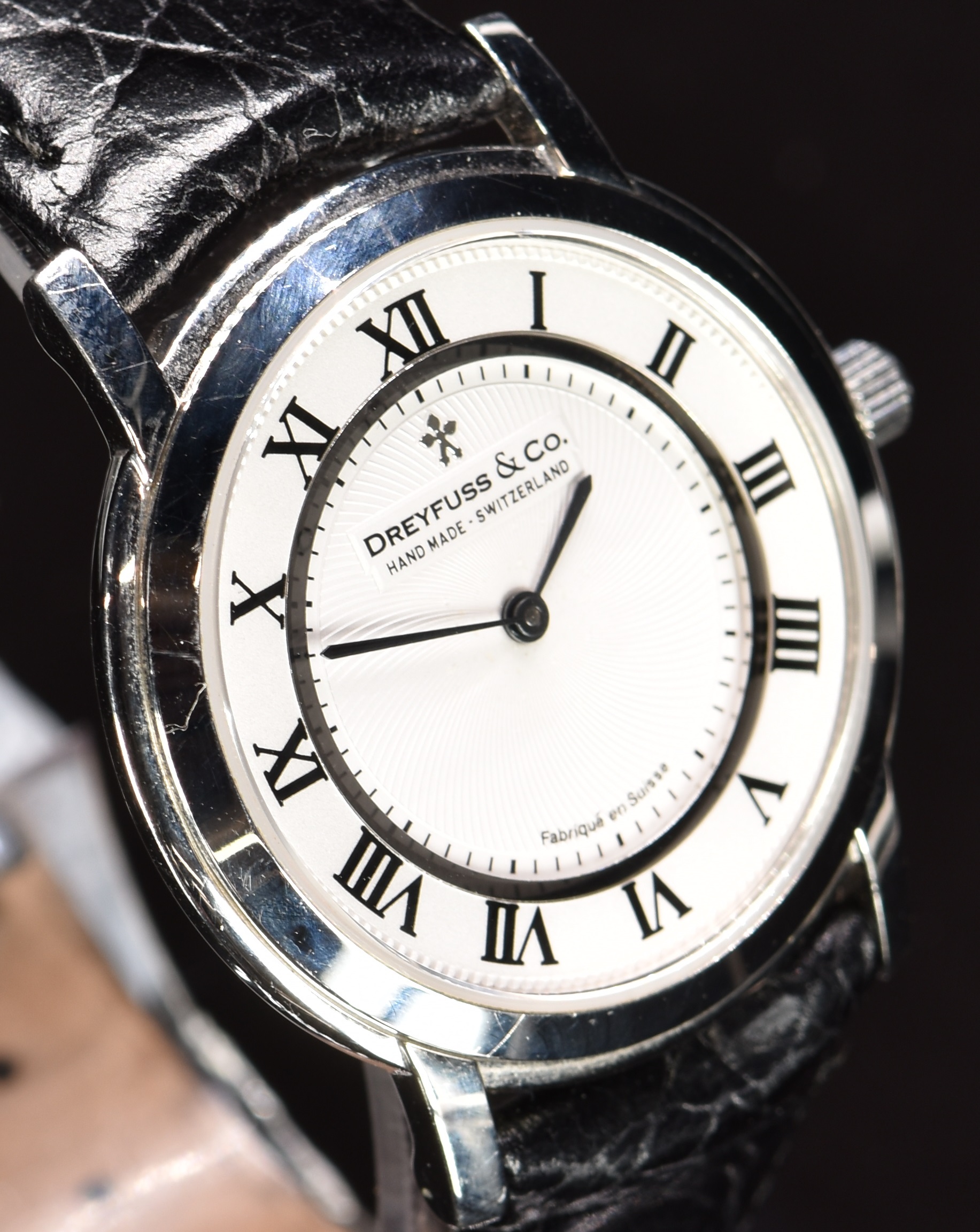 Dreyfuss & Co gentleman's wristwatch with blued hands, black Roman numerals, white dial, stainless - Image 3 of 6