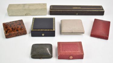 Eight jewellery boxes including 'Liberty', 'Garrard', 'Mappin Brothers', 'Van Cleef & Arpels', '