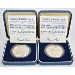 Two 1981 Royal commemorative silver coins for the Wedding of Charles and Diana