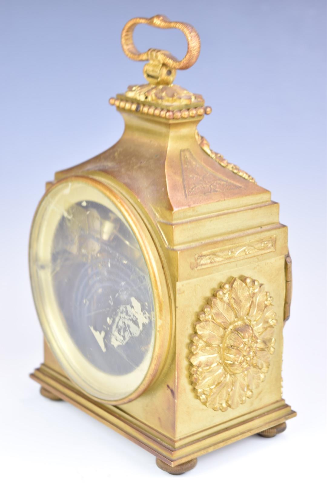 Gilt metal cased mantel or bracket clock with silvered dial, the French movement with platform - Image 10 of 11