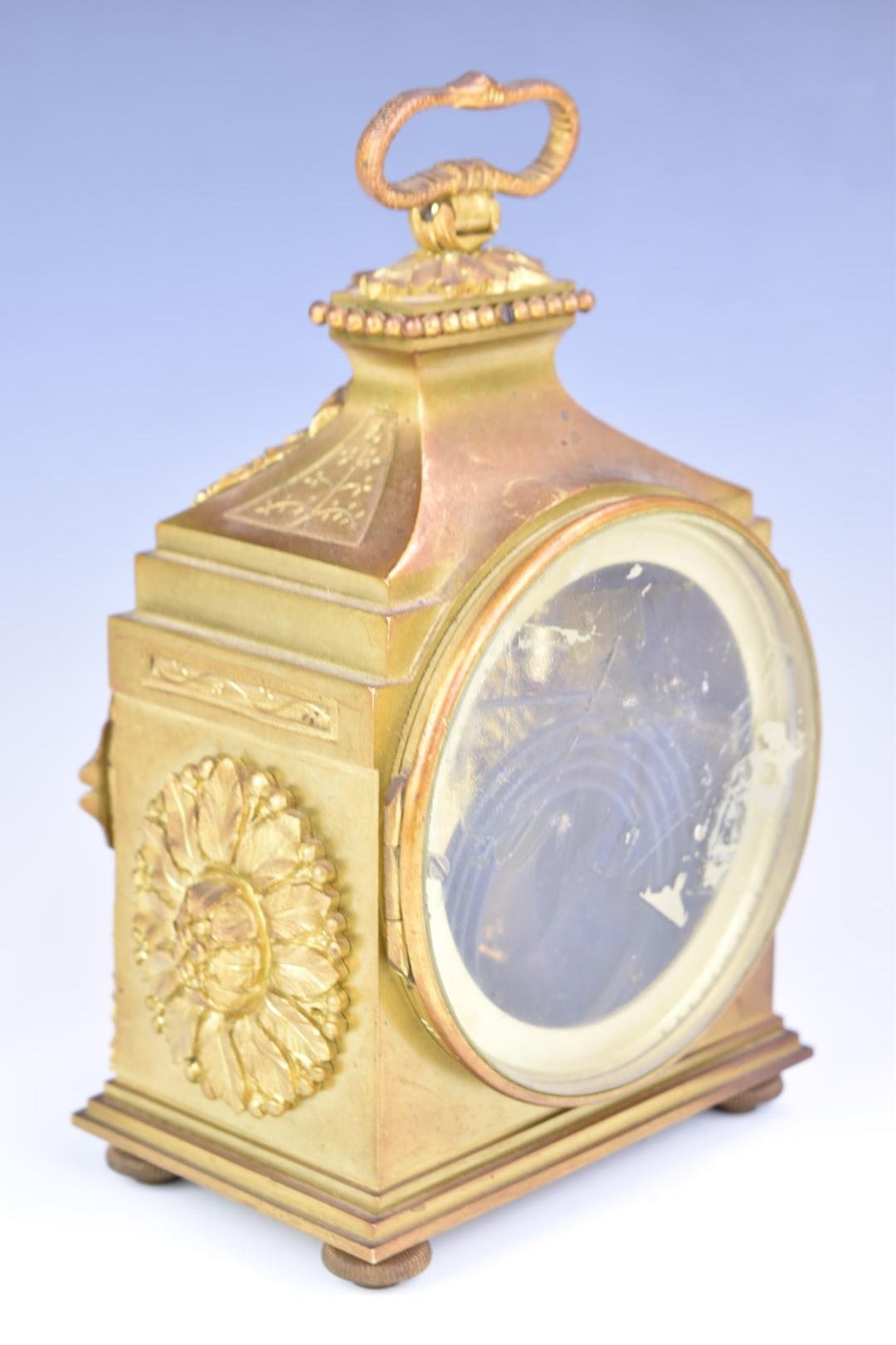 Gilt metal cased mantel or bracket clock with silvered dial, the French movement with platform - Image 9 of 11