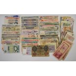 A collection of world banknotes, good range of countries