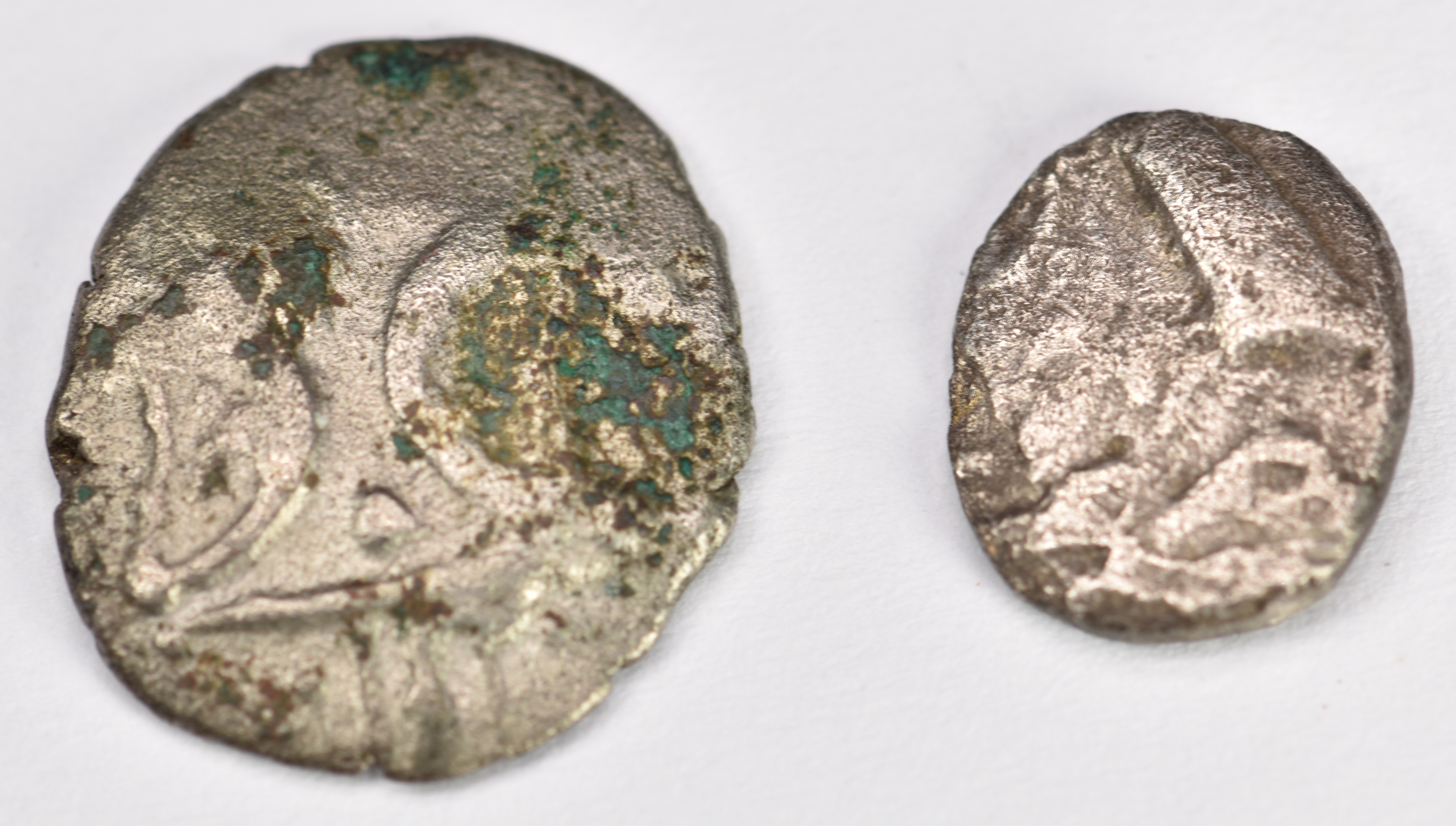 Two Celtic silver Iceni coins, one being a boar horse type the other double crescent type - Image 2 of 2